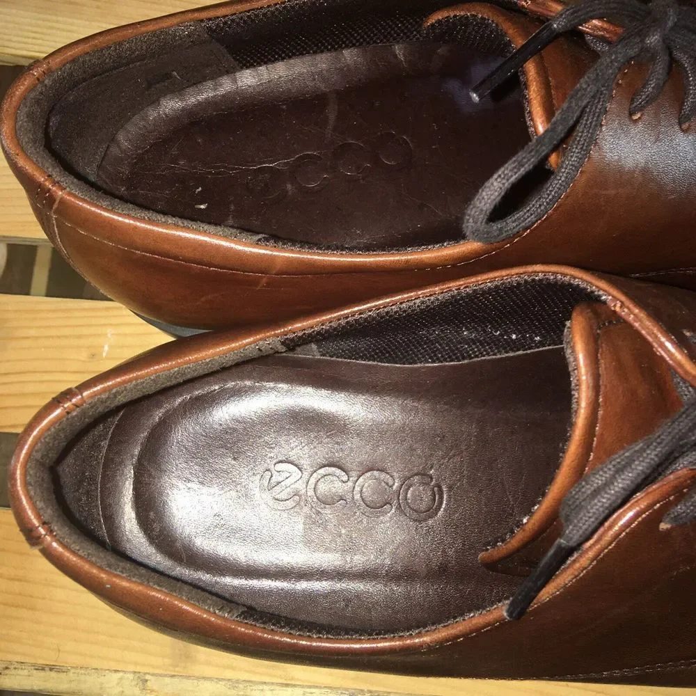 ECCO Melbourne‎ Brown Leather Lace Up Derby Oxfords Shoes Mens Vented Sz 42